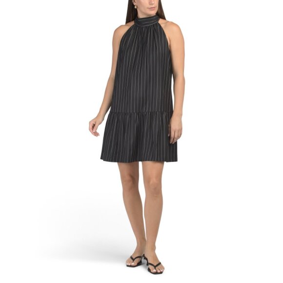 FLORA BEA NYC Black Pinstripe Mini Dress - Picture 1 of 2